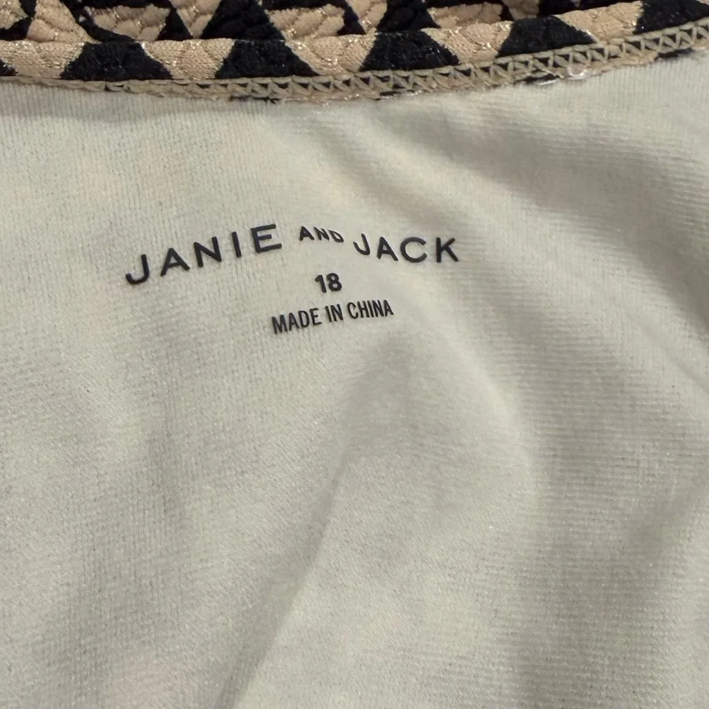 Janie and Jack‎ Girl’s Marshmallow Fluff Geo Print Ruffle Swimsuit Size 18